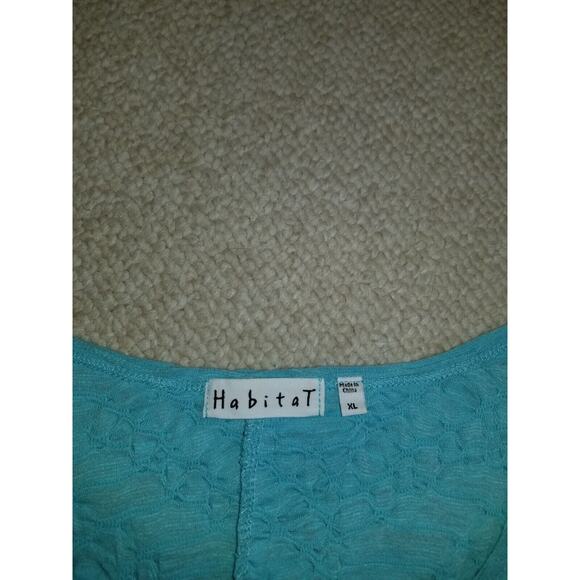 Womens Dress-HABITAT-blue cotton stretch textured shift lagenlook Artsy 3/4-XL - Picture 4 of 4